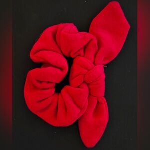 KENSIE Knit Red Hair Scrunchie with Bow Preppy Hair Tie Elastic Hair Band